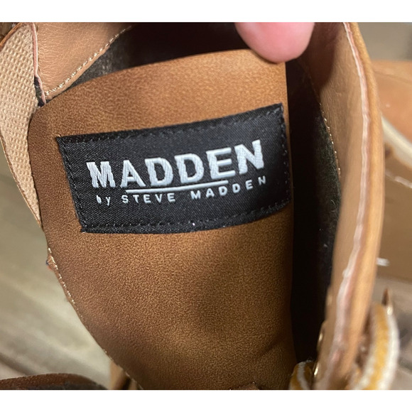 MADDEN Men\'s Combat Boots Size 12 Tan Brown Zip Up Lace Up with Ortholite main image 5